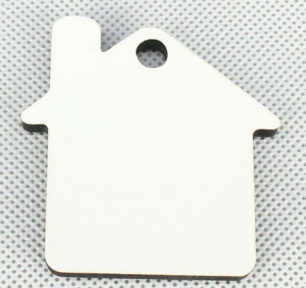100 x MDF Sublimation Keyrings House Double Sided