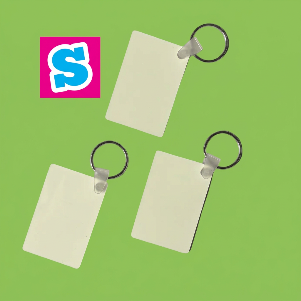 UV Polymer Sublimation Keyrings Rectangle 6cm x 4cm Double Sided