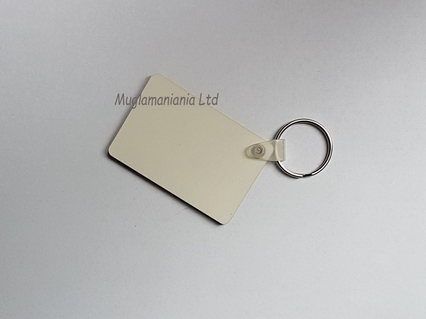 MDF sublimation keyring rectangle 6cm x 4cm double sided, white printable surface for photos, logos, and custom designs
