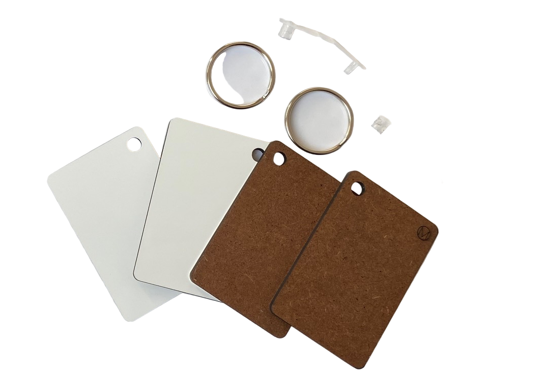 MDF Sublimation Keyrings Rectangle 6cm x 4cm Single Sided - Multi Packs