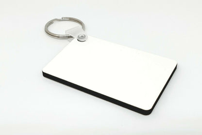 100 x MDF Sublimation Keyrings Rectangle 6cm x 4cm Single Sided - sublimania.com - Muglamania Limited