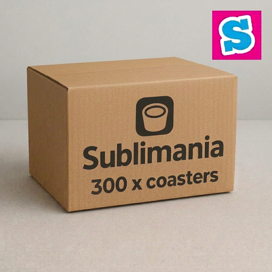 These wholesale blank MDF sublimation coasters measure 9.5cm x 9.5cm (square) and are manufactured from a strong 3mm MDF base with a 1mm cork backing, providing a durable, stable, and professional-quality finish