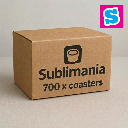 These wholesale blank MDF sublimation coasters measure 9cm round and feature a 3mm MDF base with a 1mm cork backing for a professional and durable finish.