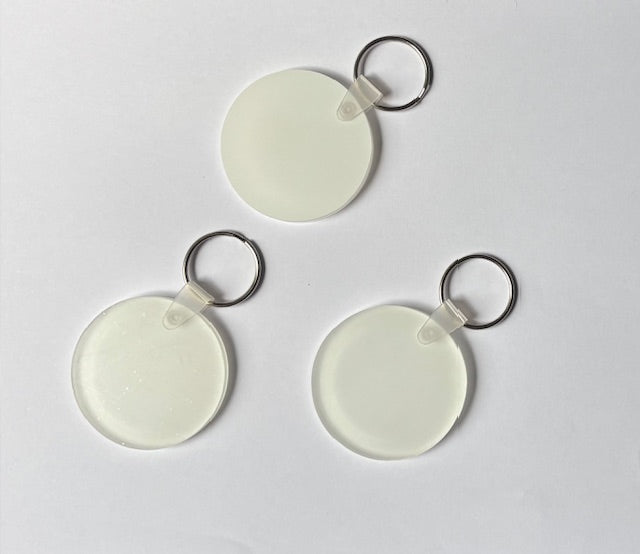 Blank round acrylic keyring for sublimation printing, single sided, 5cm size, perfect for personalised gifts and crafts