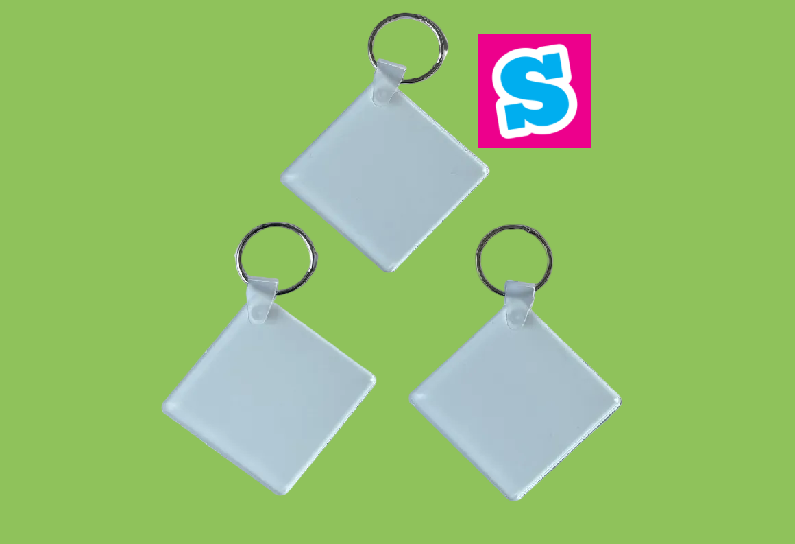 Acrylic Sublimation Keyrings 5cm x 5cm Single Sided - Multi Packs ...