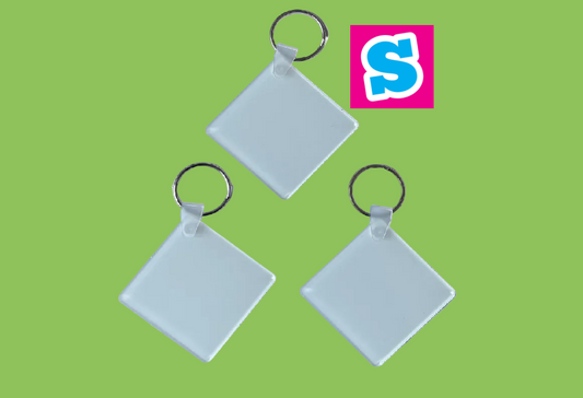 Acrylic sublimation keyring blank 5cm x 5cm, square shape with white printable surface, perfect for custom gifts and branding