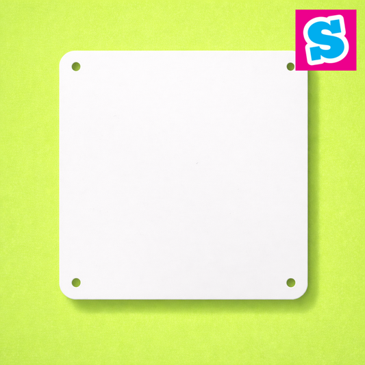 15cm x 15cm aluminium sublimation sheet with pre-drilled holes, white printable surface for custom designs