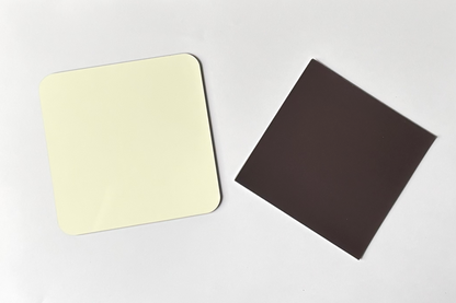 Blank 10cm square MDF sublimation fridge magnet with smooth white coating, ready for personalised printing