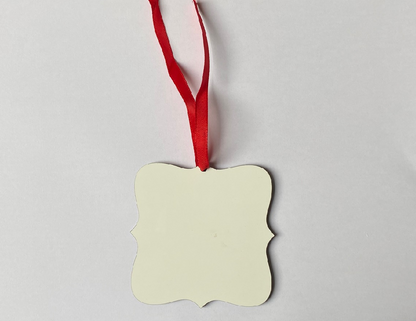 Blank MDF Christmas bauble for sublimation printing, 7.4cm x 7.4cm, perfect for personalised tree decorations and gifts