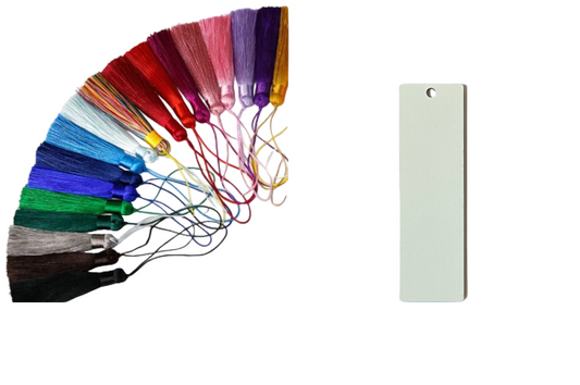 9.5cm x 2.8cm double sided MDF sublimation bookmark blank with white printable surface, ideal for custom designs