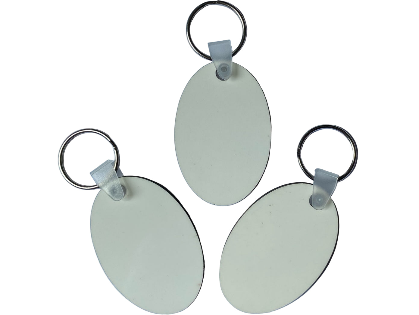 6cm x 4cm oval MDF sublimation keyring blank double sided with white printable surface for custom designs