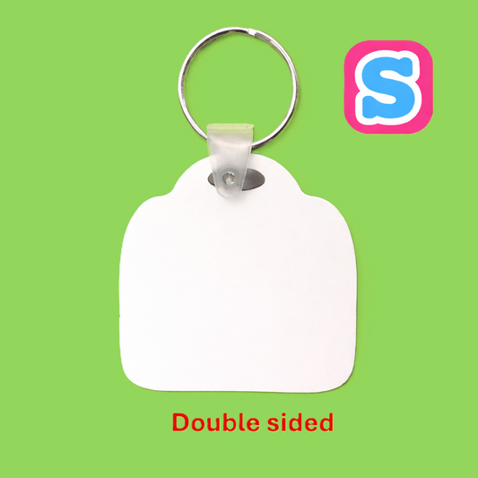 Double sided MDF sublimation luggage case keyring blank with white printable surface, ideal for personalised travel tags