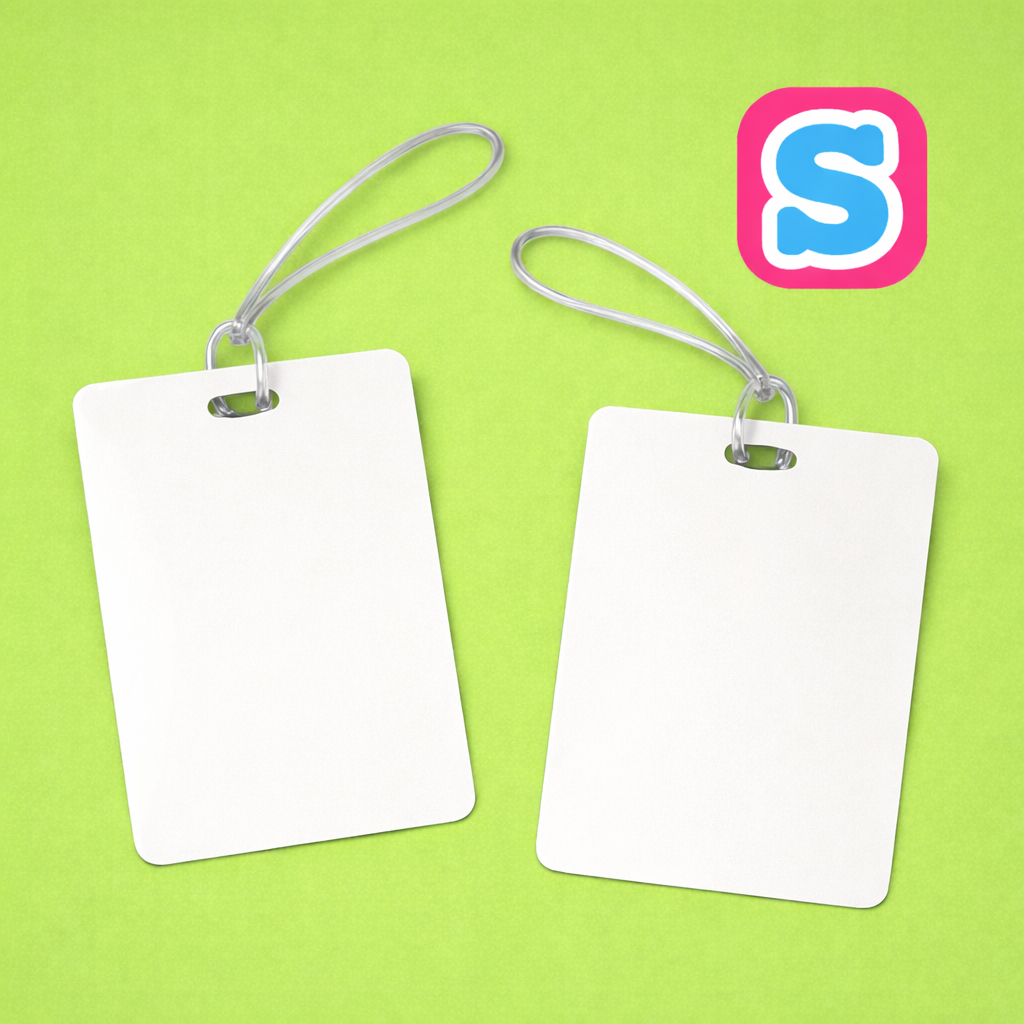 Double sided MDF sublimation luggage tag blank with white printable surface, ideal for personalised travel tags