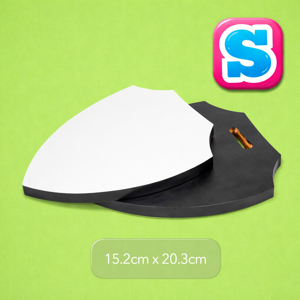 Small MDF sublimation trophy shield blank with white printable surface, ideal for awards and recognition