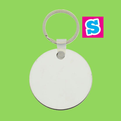 5cm round MDF sublimation keyring blank double sided with white printable surface, ideal for personalised designs