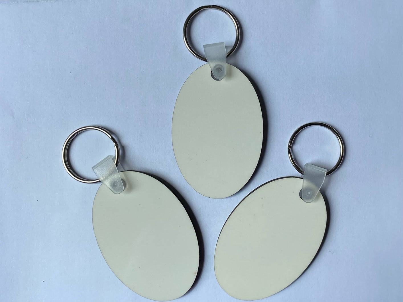 12 x Blank Sublimation MDF Keyrings 6cm x 4cm Double Sided Oval