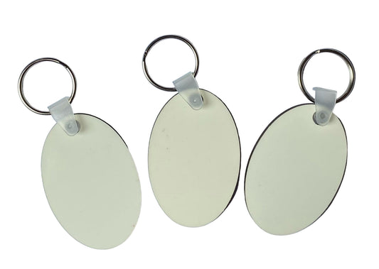 MDF Sublimation Keyrings 6cm x 4cm Double Sided Oval - Multi Packs