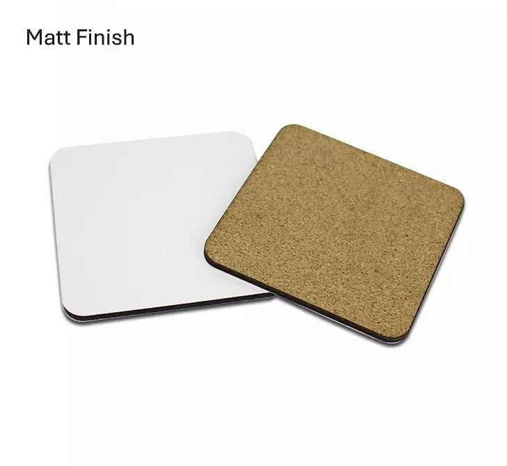 Sublimation Coasters 9.5cm x 9.5cm cork backed Matt Finish