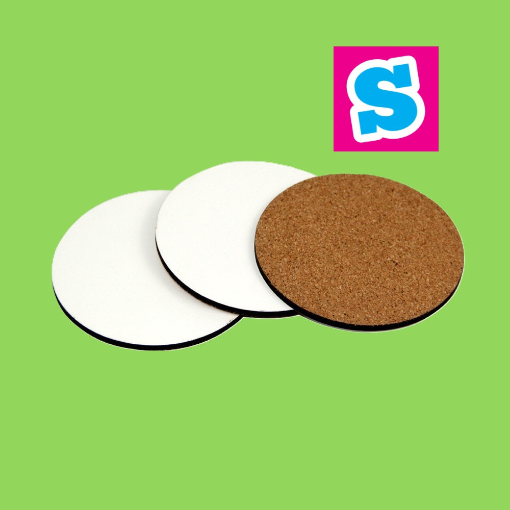 Sublimation_Round_Placemats_19cm_with cork backing 002nd a white gloss finish for sublimation printing