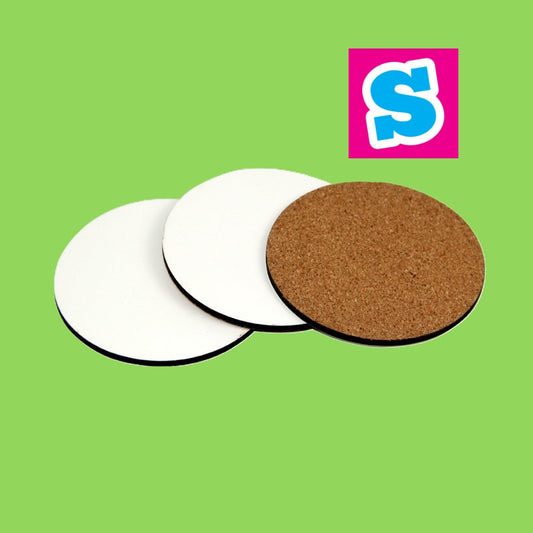 Sublimation_Round_Placemats_19cm_with cork backing 002nd a white gloss finish for sublimation printing