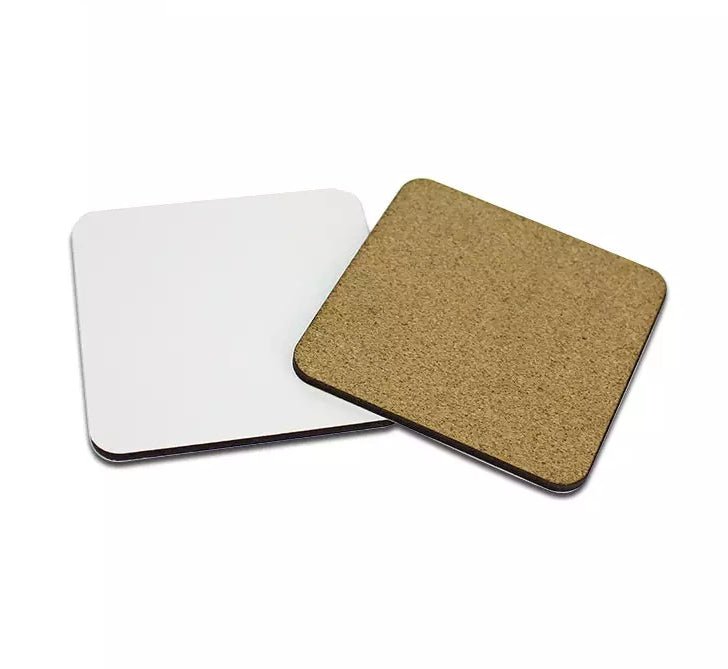 100 x MDF UV Coasters 9cm x 9cm cork backed - sublimania.com - Muglamania Limited