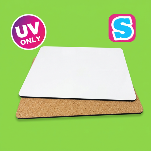 UV MDF Placemats 26cm x 20cm cork backed - Multi Packs