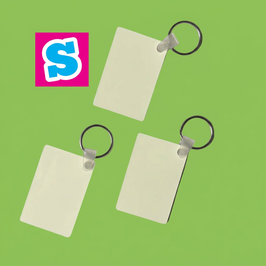 UV Polymer Sublimation Keyrings Rectangle 6cm x 4cm Double Sided 