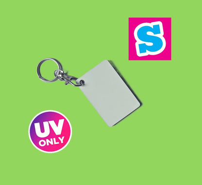 UV MDF Keyrings Rectangle 6cm x 4cm Double Sided - Multi Packs