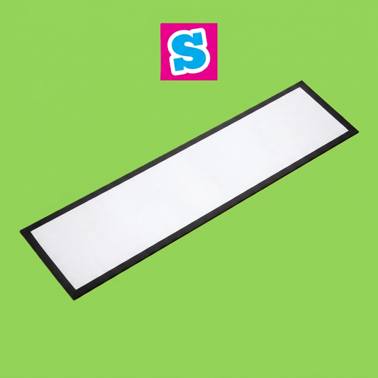 his sublimation bar runner measures 88cm x 25cm with a 1.5mm thickness and features a smooth white polyester fabric surface, designed for vibrant, high-quality sublimation printing