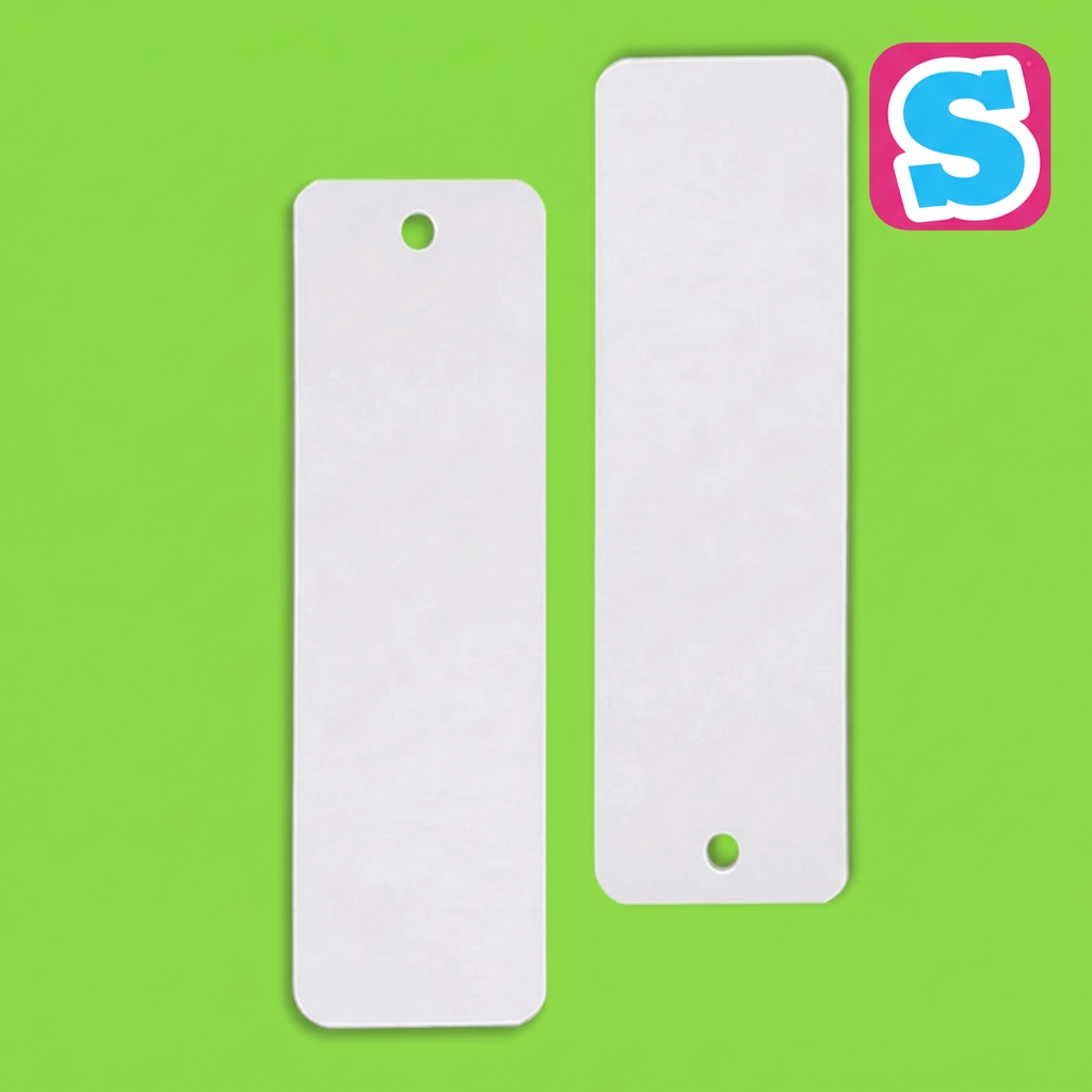 These blank aluminium sublimation bookmarks measure approximately 15.2cm x 3.8cm (6″ x 1.5″) and are designed for heat-transfer sublimation printing. Each bookmark has a double-sided white printable surface