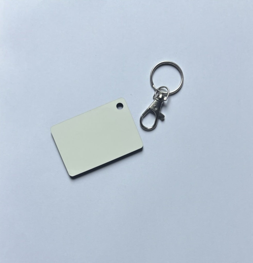 Sublimation rectangular keyring with metal  clip double sided