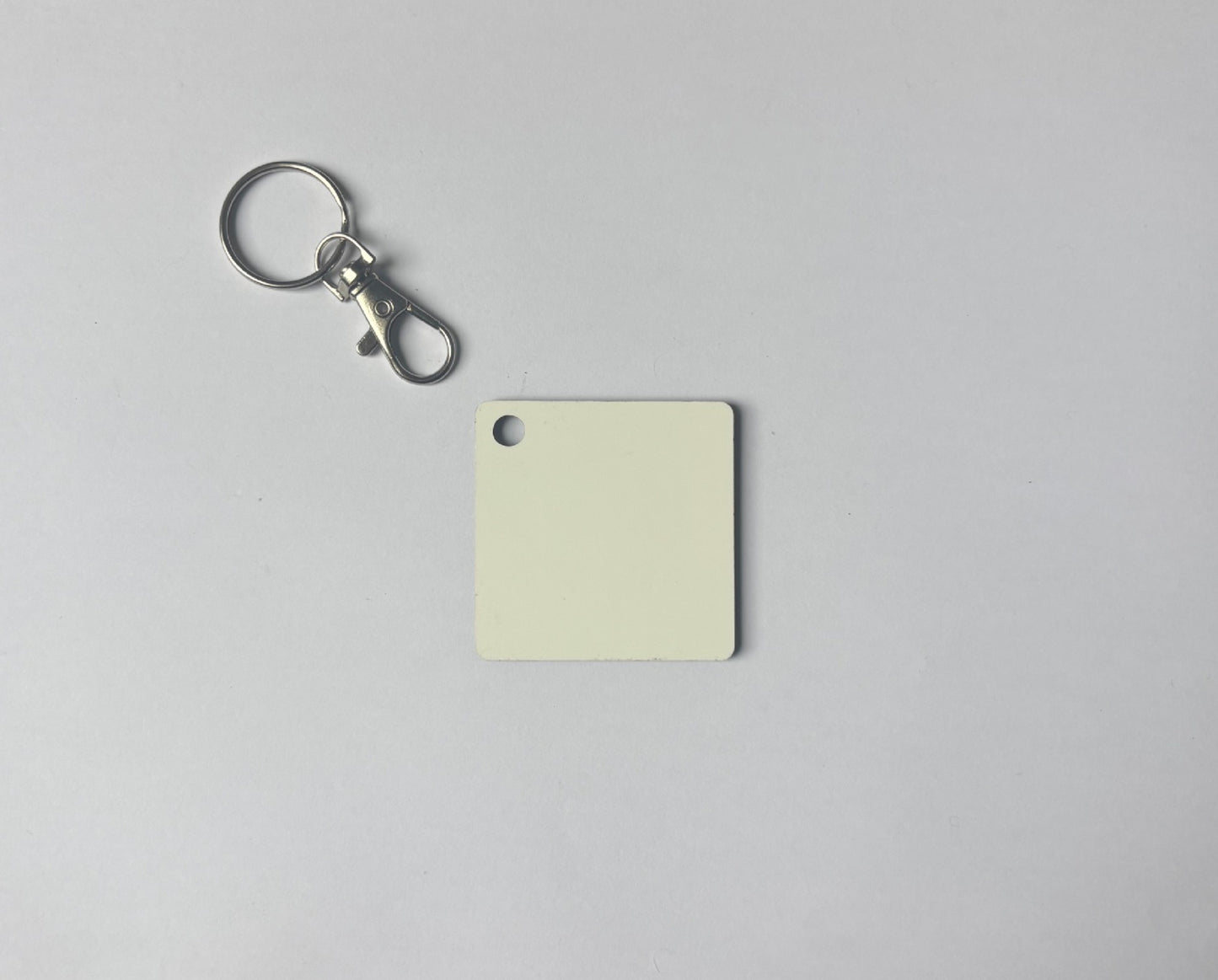 sublimation square keyring double sided with metal clip