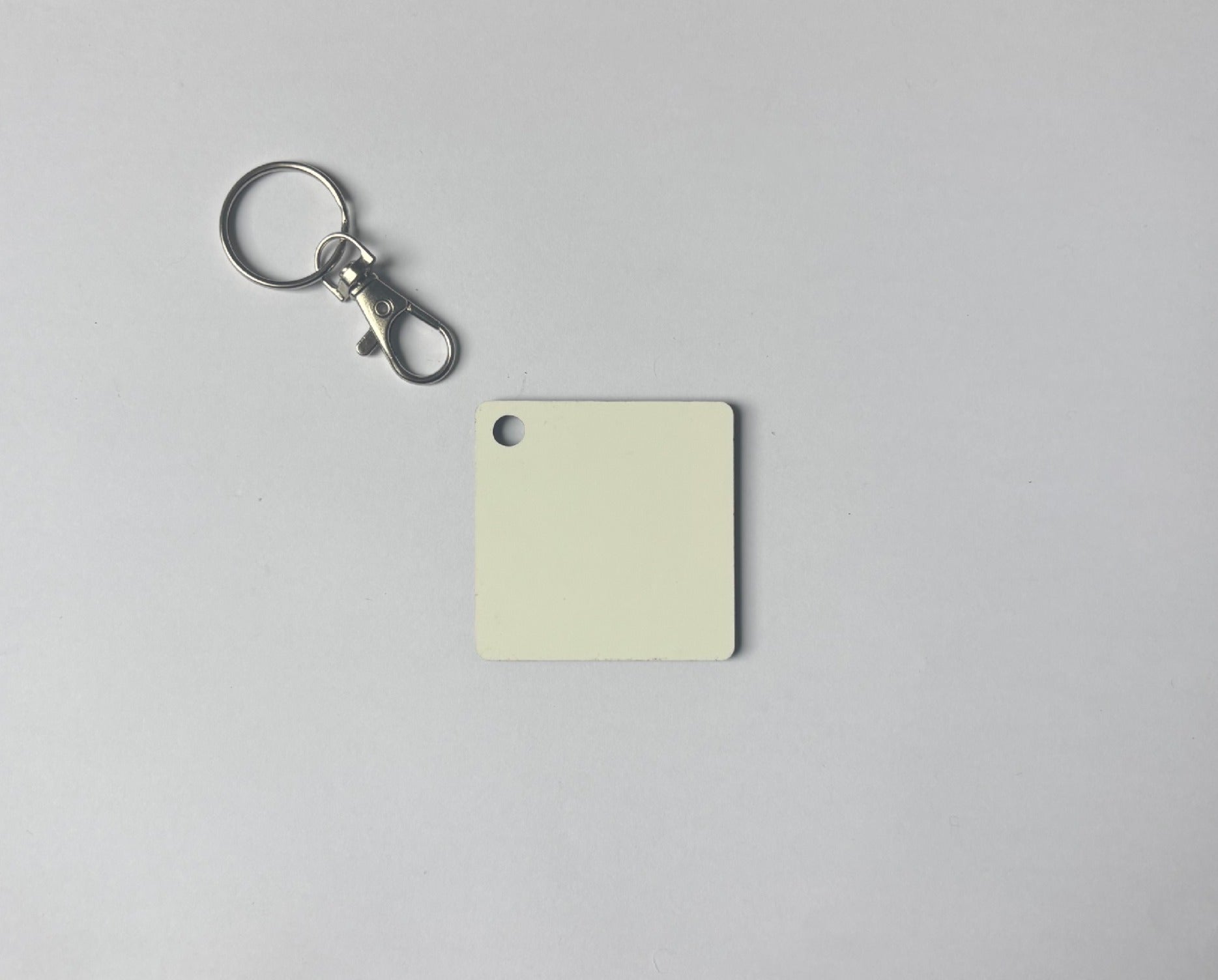 sublimation square keyring double sided with metal clip