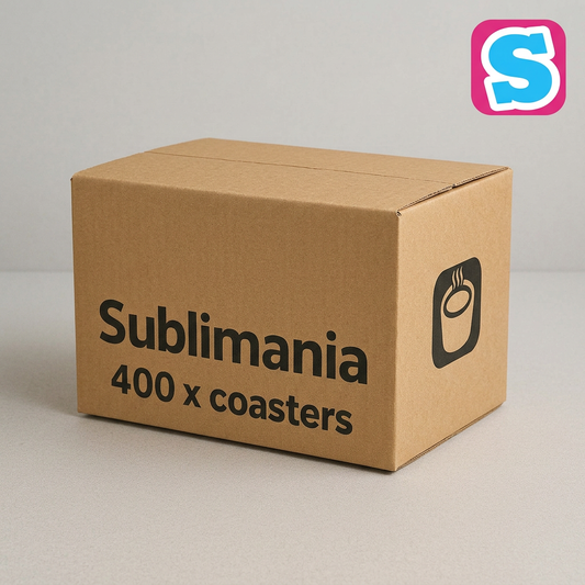 These wholesale blank MDF sublimation coasters measure 9.5cm x 9.5cm (square) and are manufactured from a strong 3mm MDF base with a 1mm cork backing, delivering a durable, stable, and professional-quality finish. 