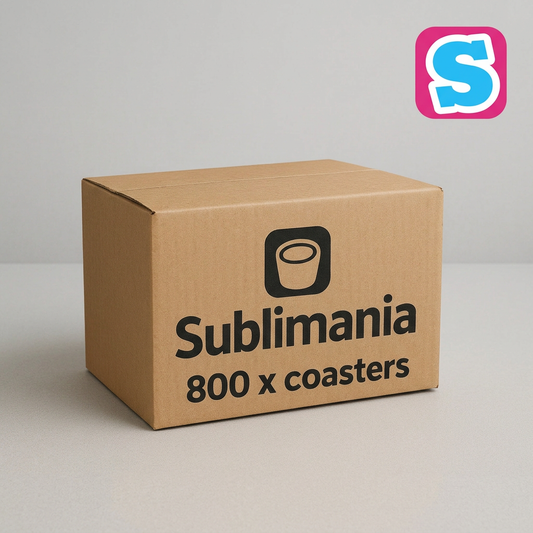 These wholesale blank MDF sublimation coasters measure 10cm x 10cm (square) and are manufactured from a strong 3mm MDF base with a 1mm cork backing, providing a durable, stable, and professional-quality finish.