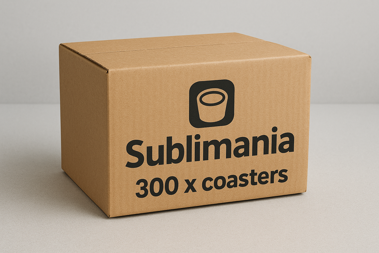 Pack of 300 square MDF sublimation coasters 8cm x 8cm with cork backing, white printable surface for custom designs