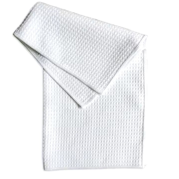 61cm x 40cm waffle weave sublimation tea towel with white printable surface, ideal for custom designs and photos