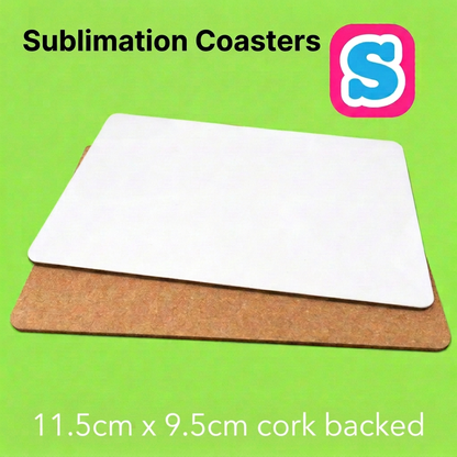 sublimation coaster 11.5cm x 9.5cm cork back