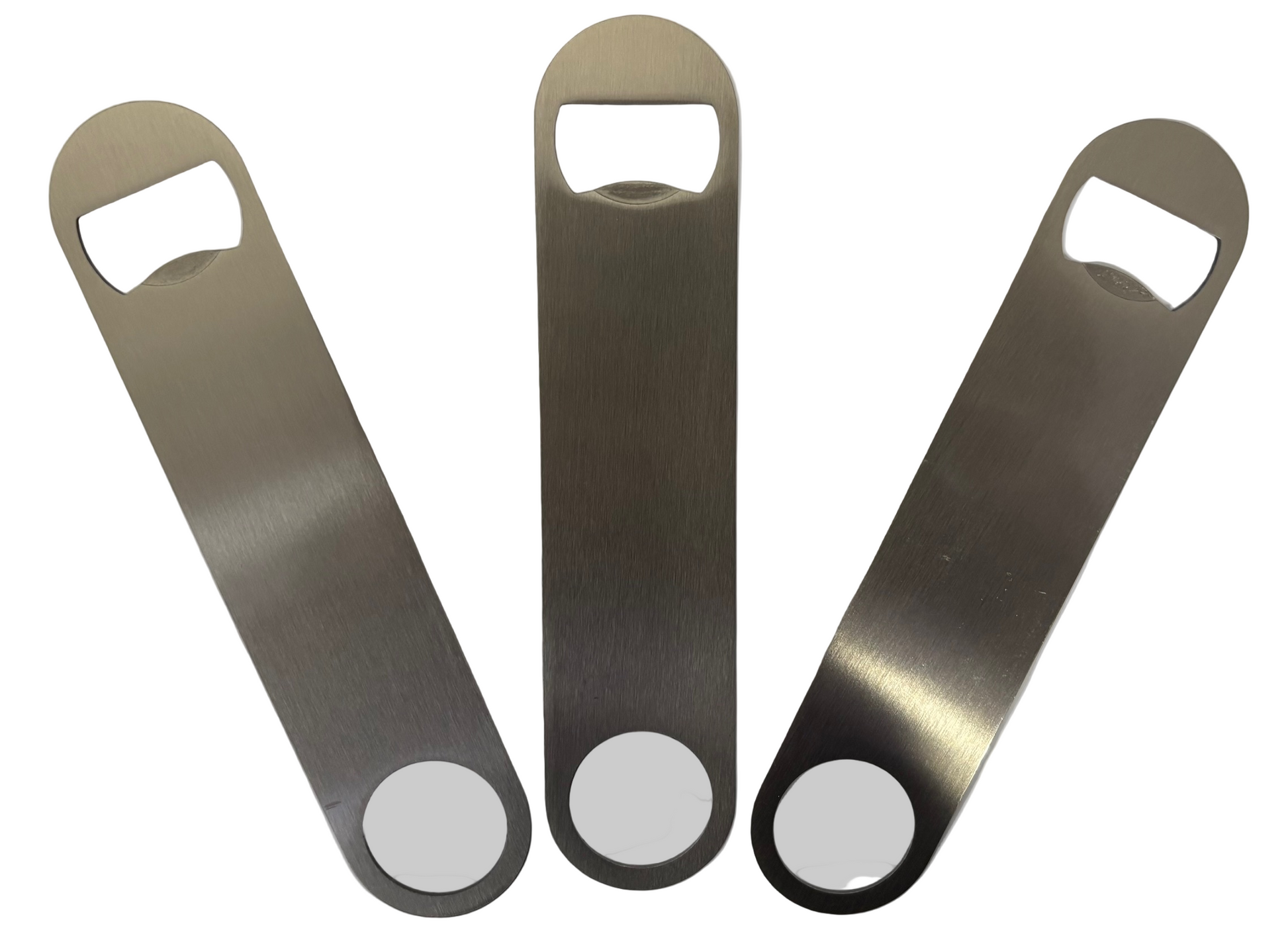 Blank silver bottle opener bar blade for printing, perfect for personalised gifts, promotions, and branding