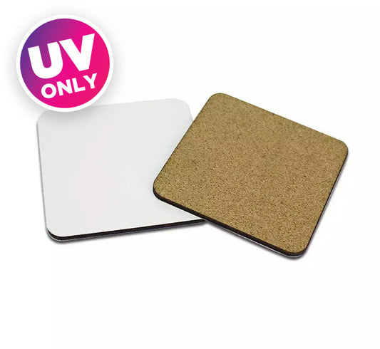 MDF UV Coasters 9cm x 9cm cork backed - Multi Packs