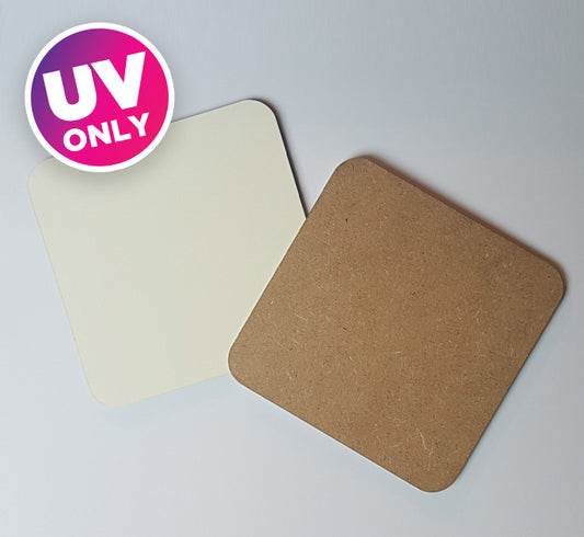 MDF UV Coasters 9cm x 9cm Raw Backed - Multi Packs