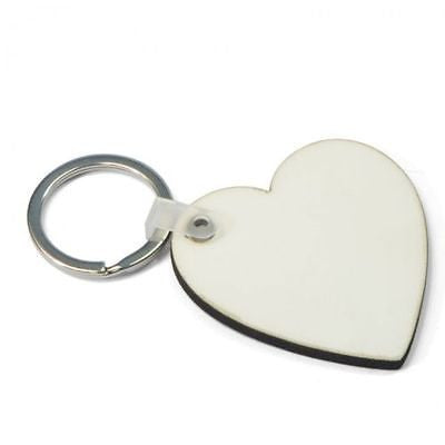 100 x MDF Sublimation Heart Keyrings Double Sided