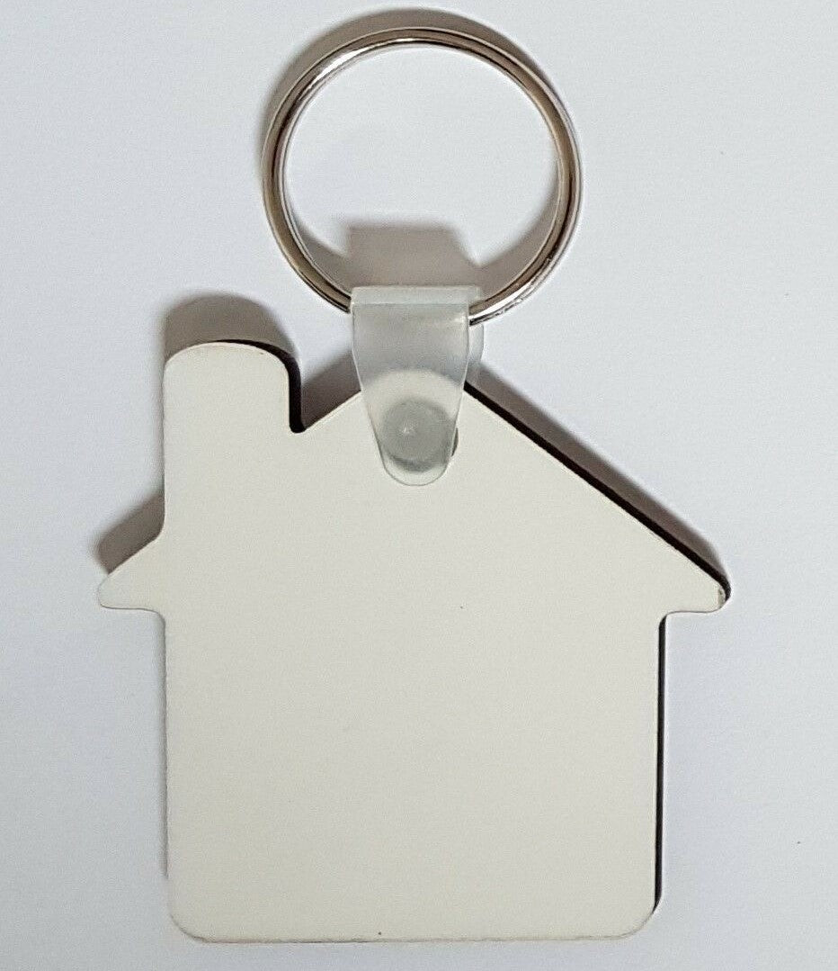 50 x Blank Sublimation MDF Keyrings House Double Sided