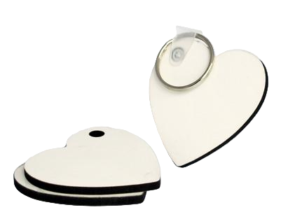 Heart shaped MDF sublimation keyring blank double sided with white printable surface, ideal for personalised designs