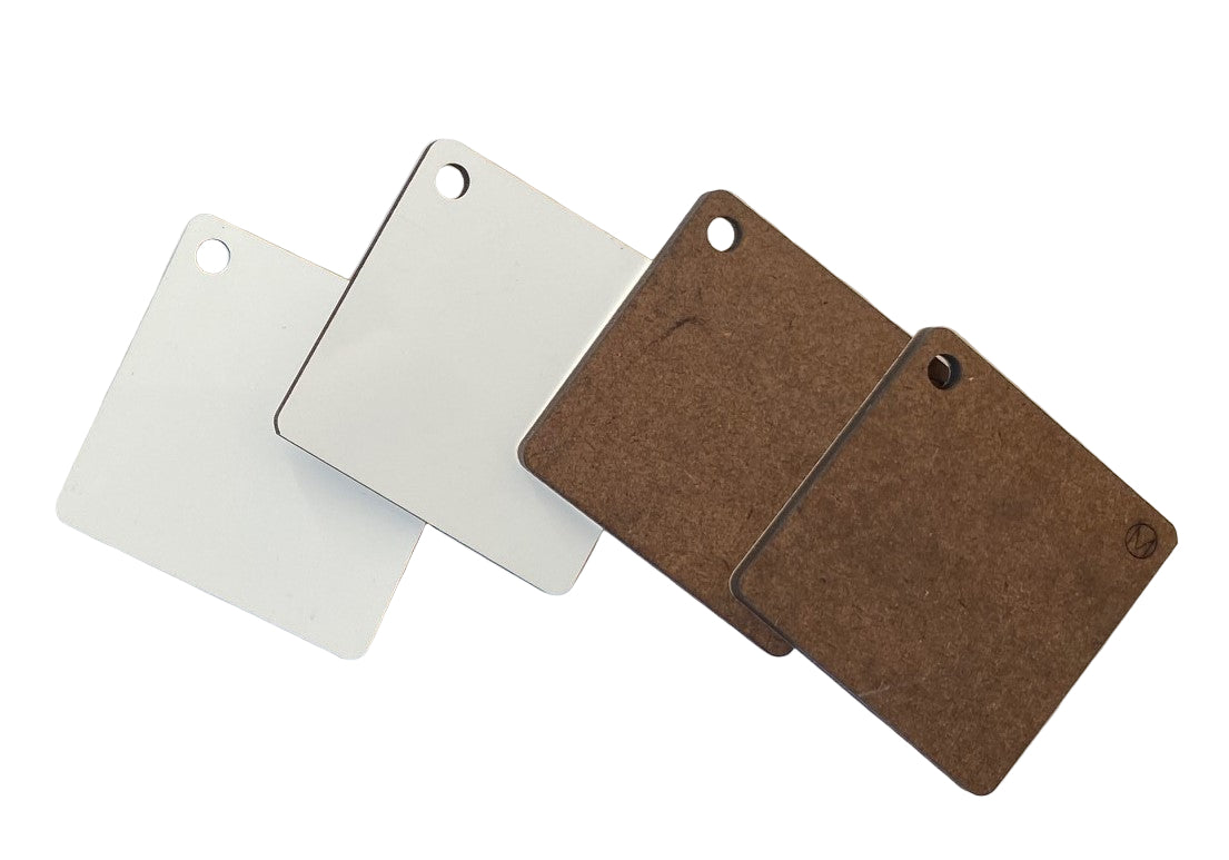 MDF Sublimation Keyrings 5cm x 5cm Single Sided ideal for personalised gift use 