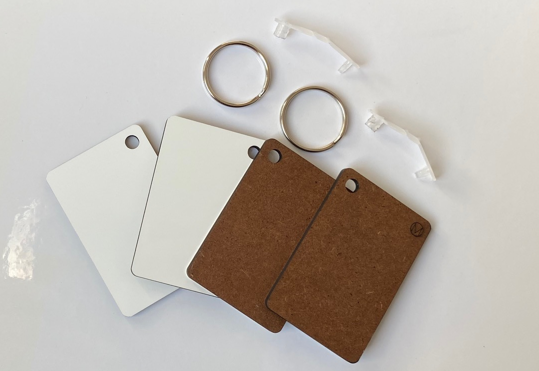MDF Sublimation Keyrings Rectangle 6cm x 4cm Single Sided - Multi Packs