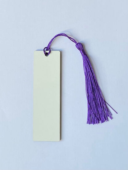 150 x MDF Sublimation Bookmarks 7.4cm x 2.8cm Double Sided purple tassel