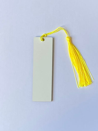 6 x MDF Sublimation Bookmarks 9.5cm x 2.8cm Double Sided yellow tassel