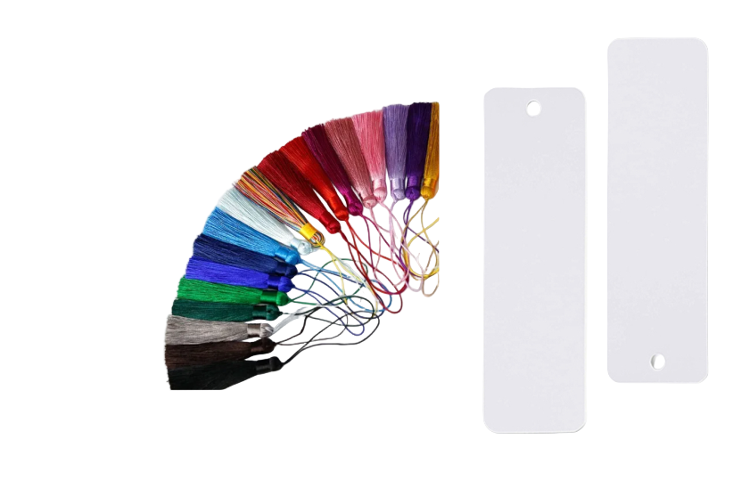 15.2cm x 3.8cm double sided aluminium sublimation bookmark blank with white printable surface, ideal for custom designs