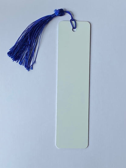 Sublimation Bookmark Double Sided 15.2cm x 3.8cm blue tassel